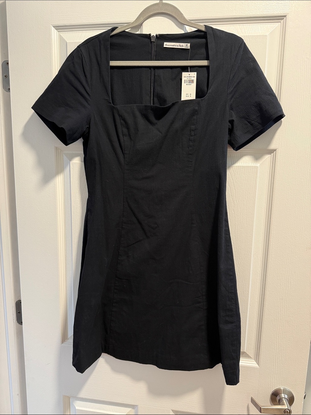 Abercrombie & Fitch Black Square-Neck Short Sleeve Mini Dress